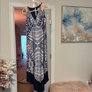 Emma & Michele High Low Dress in Blue and Black